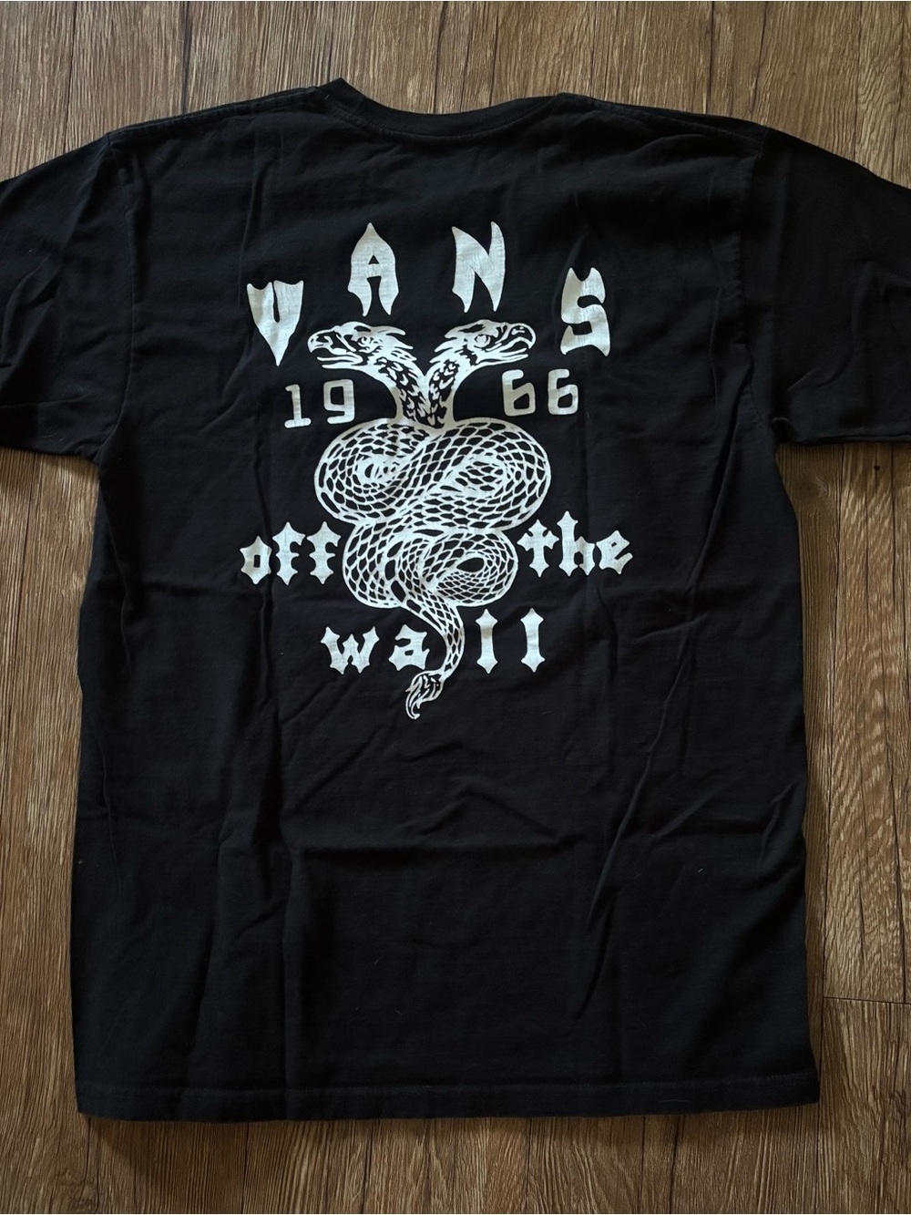 Vans Black Short-Sleeve Tee with White Snake 'Off The Wall' Graphic